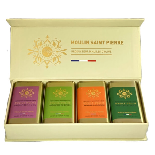 Coffret beige huiles d'olive aromatisées au choix