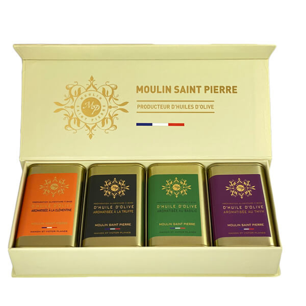 Coffret beige huiles d'olive aromatisées avec Truffe